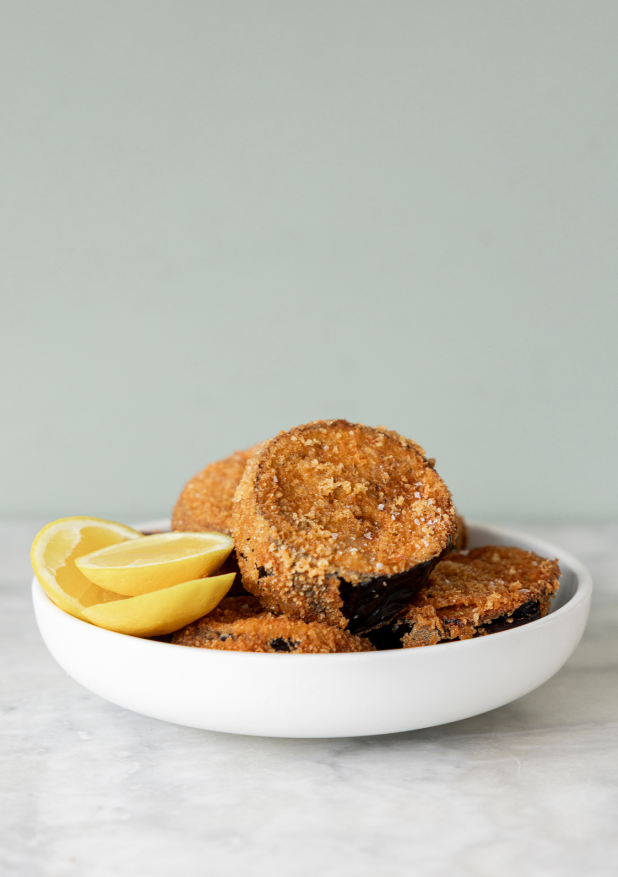 Eggplant schnitzel, aioli, lemon x 6